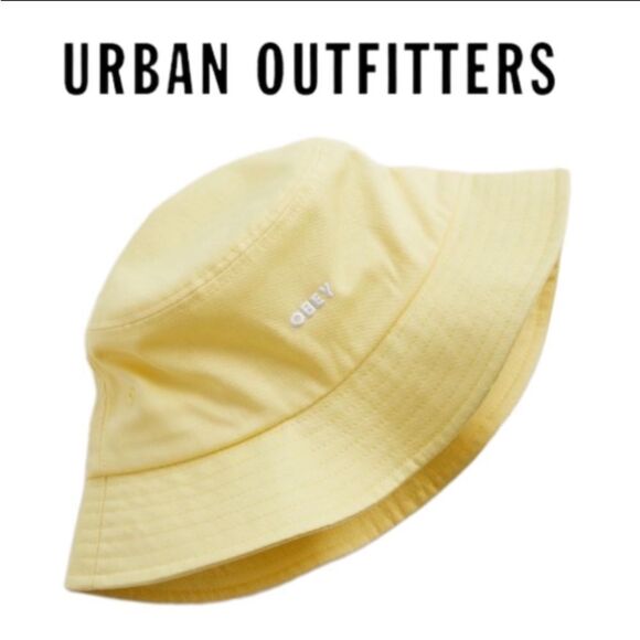 New OBEY Urban Outfitters UO Bold Yellow Twill Bucket Cap Hat - Picture 2 of 4